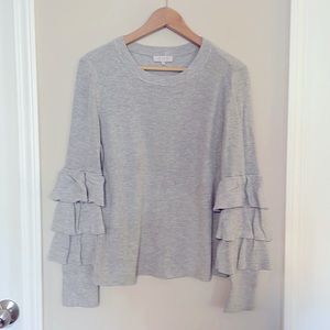 Gray sweater with ruffle sleeves size Medium